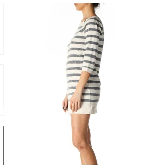Loft cotton dress cream and gray striped S - Picture 2 of 11